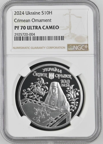 Ukraine Silver Coin 2024 Crimean Ornament S10H NGC PF70