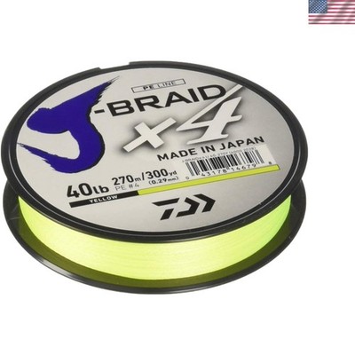 High-Performance J-Braid x4 Fishing Line   30 Lbs, 300 Yards, Fluorescent Yellow