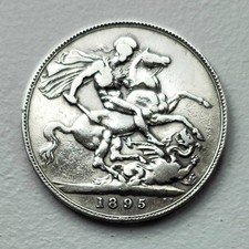 1895 British Queen Victoria Silver Crown Coin .925 Silver