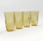 4 VTG Colonial Tulip Anchor Hocking Amber Honey Tumblers 12 oz Glasses Water Tea