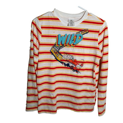 Disney Parks Wild Train Express Shirt Youth XL Red Striped Short Sleeve Top