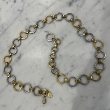 Vintage Morris Moskowitz Gold Silver Tone Circles Metal Link Chain Belt S/M