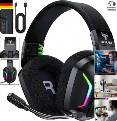 WG1 Bluetooth Headset, 2,4G Wireless Gaming Headset mit Mikrofon für PS5, PS4, P