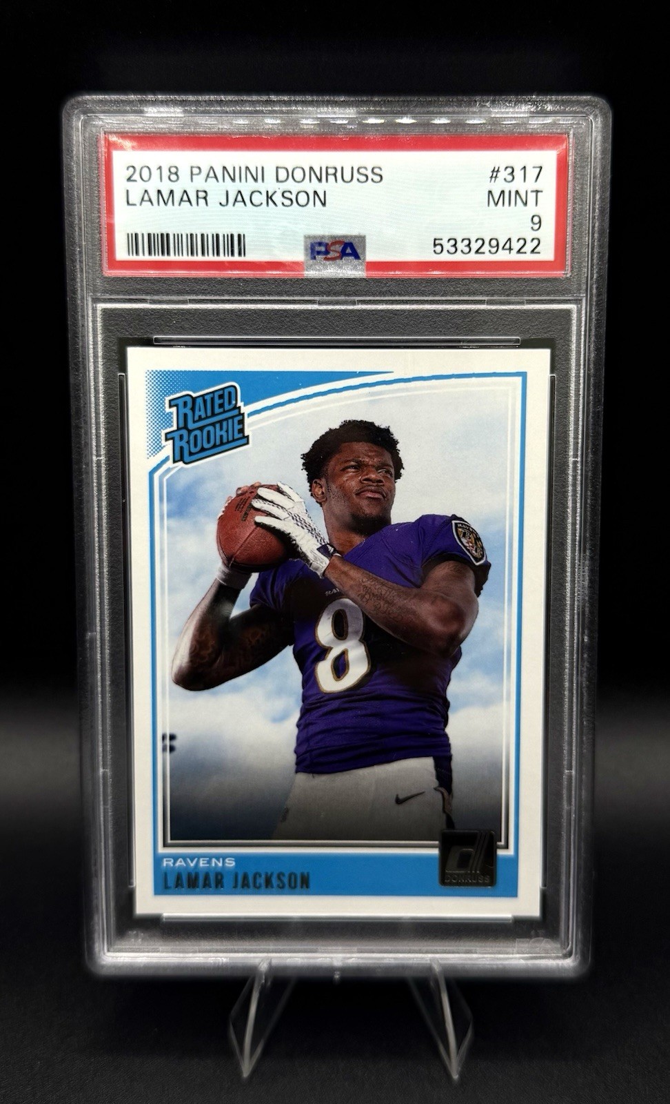 2018 Panini Donruss Rated Rookie Lamar Jackson #317 PSA 9 (RC)