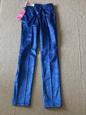70s 80s Lee Riders Girls 10 Slim Soft Corduroy Pants Blue Tapered NWT USA Union