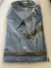 NEW Geoffrey Beene Mens Dress Shirt XL 17.5 32/33 Slate Blue Stretch NWT