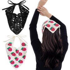 Crochet Bandanas Headbands Knitted Floral Hair Scarf Women Girls 2 PCS