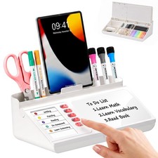 Desk Organizer Dry Erase Desktop Whiteboard with Storage, to Do List Board Pink