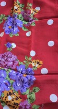 Red ECHO Silk Scarf Square Vintage Floral