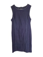 Talbots Navy Blue Sleeveless Eyelet Sheath Dress, Size 10 Classic Preppy Elegant