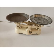 Vintage Scale Cast Iron Kitchen Industrial Balance Beam with 2 aluminum pans