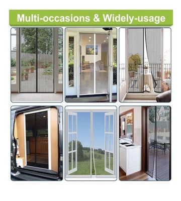 Risareyi Magnetic Screen Door White  36x90  Polyester Double Door 