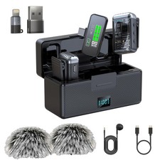 3 in 1 Wireless Lavalier Microphone for iPhone/Android with USB Type C, 40-Ho...