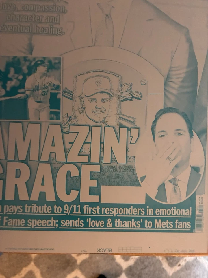 Placa de impressão de jornal New York METS Mike Piazza HALL FAME 25/07/16 Daily News - Imagem 3 de 4