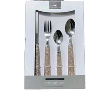 Rose Gold Glitter Sparkle Handles 16 Piece Cutlery Set Stainless Steel