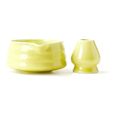 Matcha Bowl with Pour Spout & Whisk Holder, Traditional Japanese Ceramic Chaw...