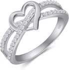 VVS1 D Heart Design Moissanite Ring 925 Sterling Silver Size 7 Pave Band Gift