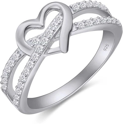 VVS1 D Heart Design Moissanite Ring 925 Sterling Silver Size 7 Pave Band Gift