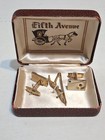 Vintage Shields Fifth Avenue Cufflinks & Tie Bar in Satin-lined Case — photo 1