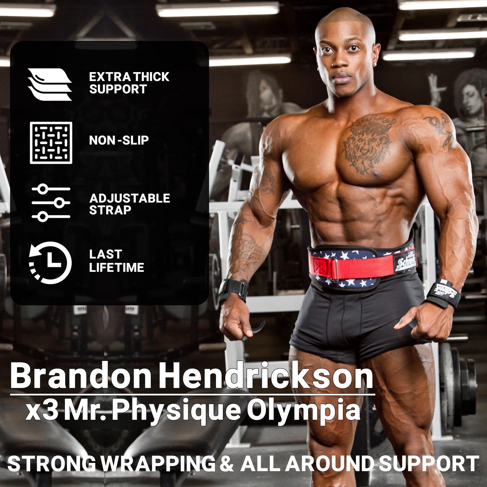 Sports 1200 Power Lifting Hooks - Heavy Duty Wrist Straps with Steel Hooks