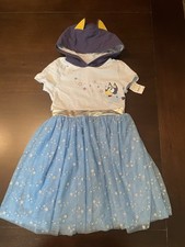 Bluey Girls Blue Hooded w/ ears Tutu Mesh Dress Size M 8 New with Tags