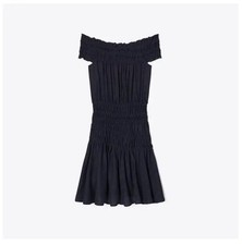 Tory Burch Navy Smocked Off the Shoulder Dress NWT Size XL Retail $498