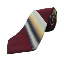 Vtg Wembley Wemlon Luxury Narrow Tie Burgundy Gray Striped Necktie 54" x 3"