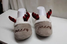 HOLLY JOLLY  Christmas Reindeer Slippers Faux Fur Mule COMFORT Slip-On House 8