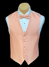 Men's Peach Orange Tuxedo Vest with Tie Choice Pocket Square Wedding Prom