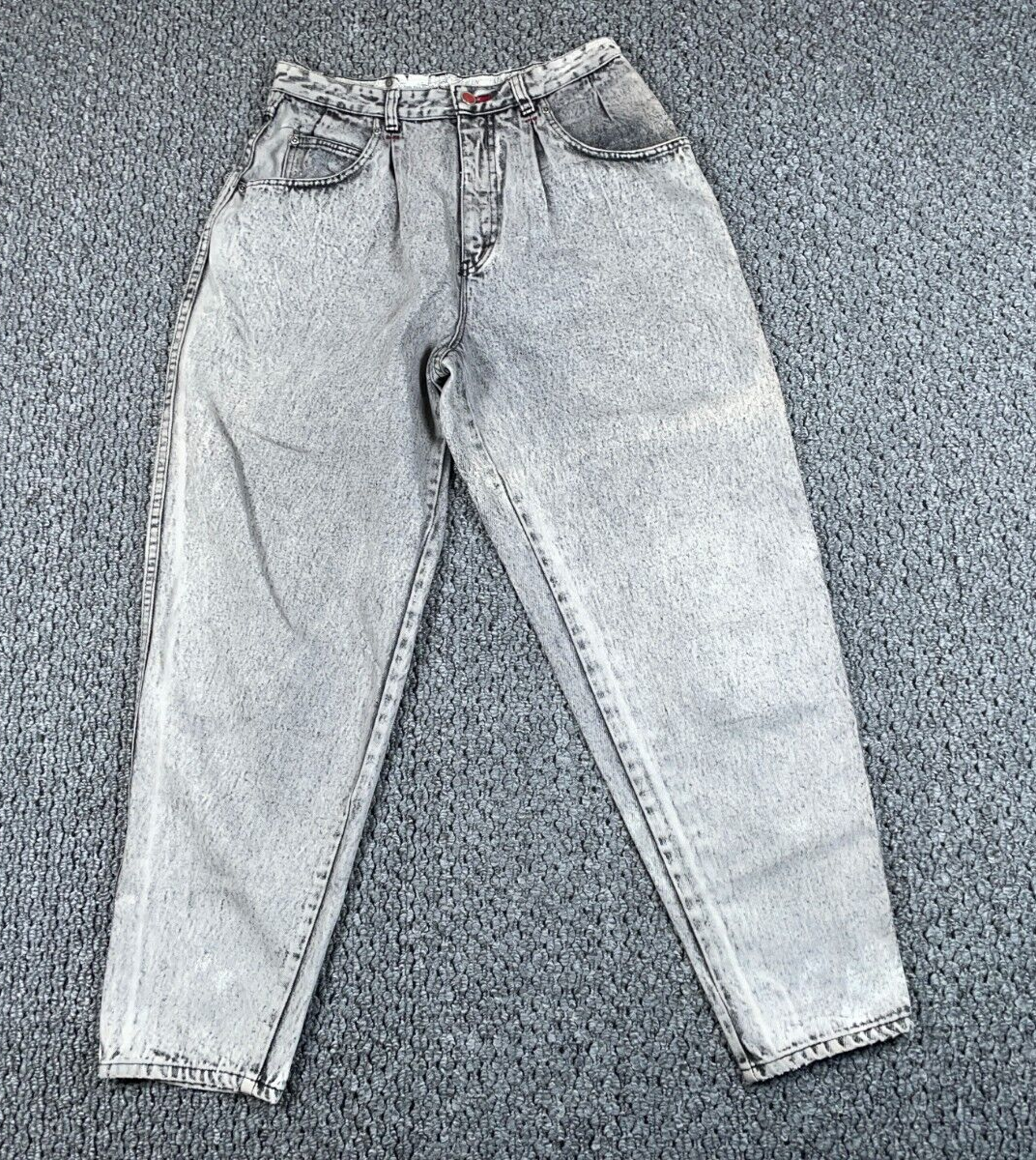 VTG Brittannia Acid Washed Pleated Jeans Women's 12 Gray Denim
