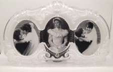 MIKASA "Princess" Lead Crystal Frosted Triple Oval Photo Frame 8 x 13 1/4