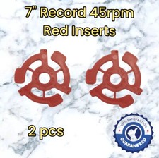 2 Red 45 rpm 7" Record Plastic Adapter Snap-In Inserts Turntable