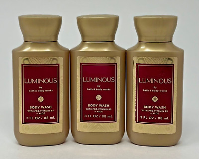 3 BATH & BODY WORKS LUMINOUS WASH SHOWER GEL TRAVEL SIZE 3 OZ VITAMIN B5 ALOE