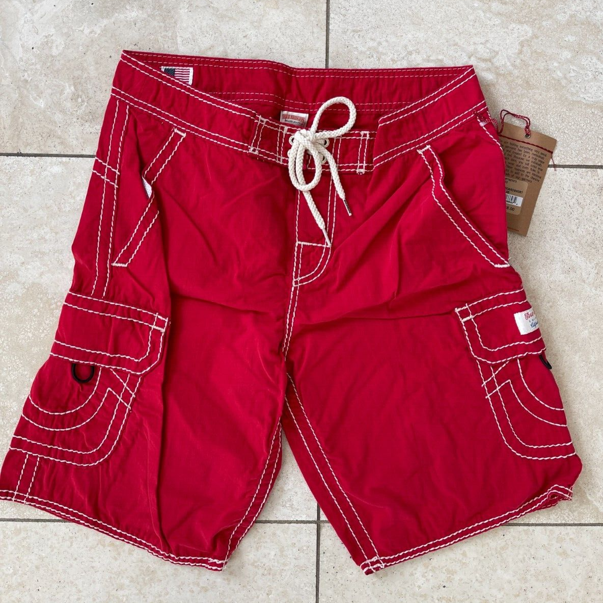 NWT Vintage True Religion Classic Style Mens Swim Trunk Cargo