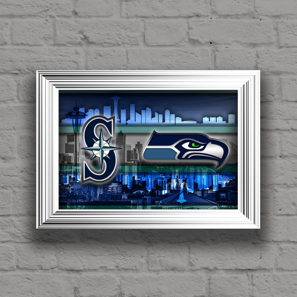 SEATTLE WASHINGTON Sports Poster, Seattle Mariners & Seahawks NFL Free