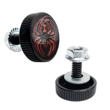 2 Custom Black "Spider"  License Plate Frame Bolts - Motorcycle Tag Screws