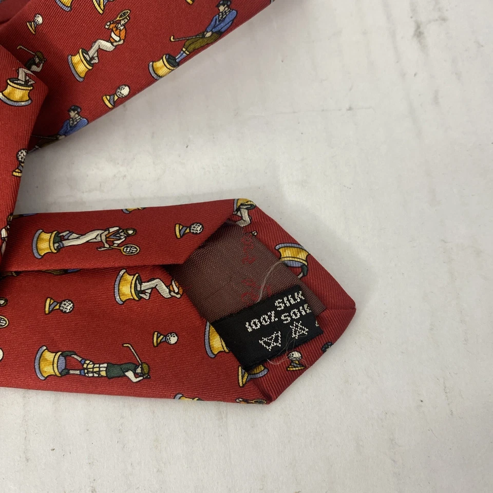 SALVATORE FERRAGAMO CORBATA ROJA HOMBRE GOLF Y TENIS ANCHO: 3,75 LONGITUD: 58 Foto 4 de 4