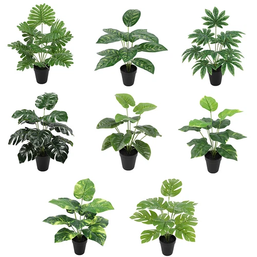 Artificial Palm Leaves Stems Tropical 12 Head Turtle Leaf Fake Plant Home Decor