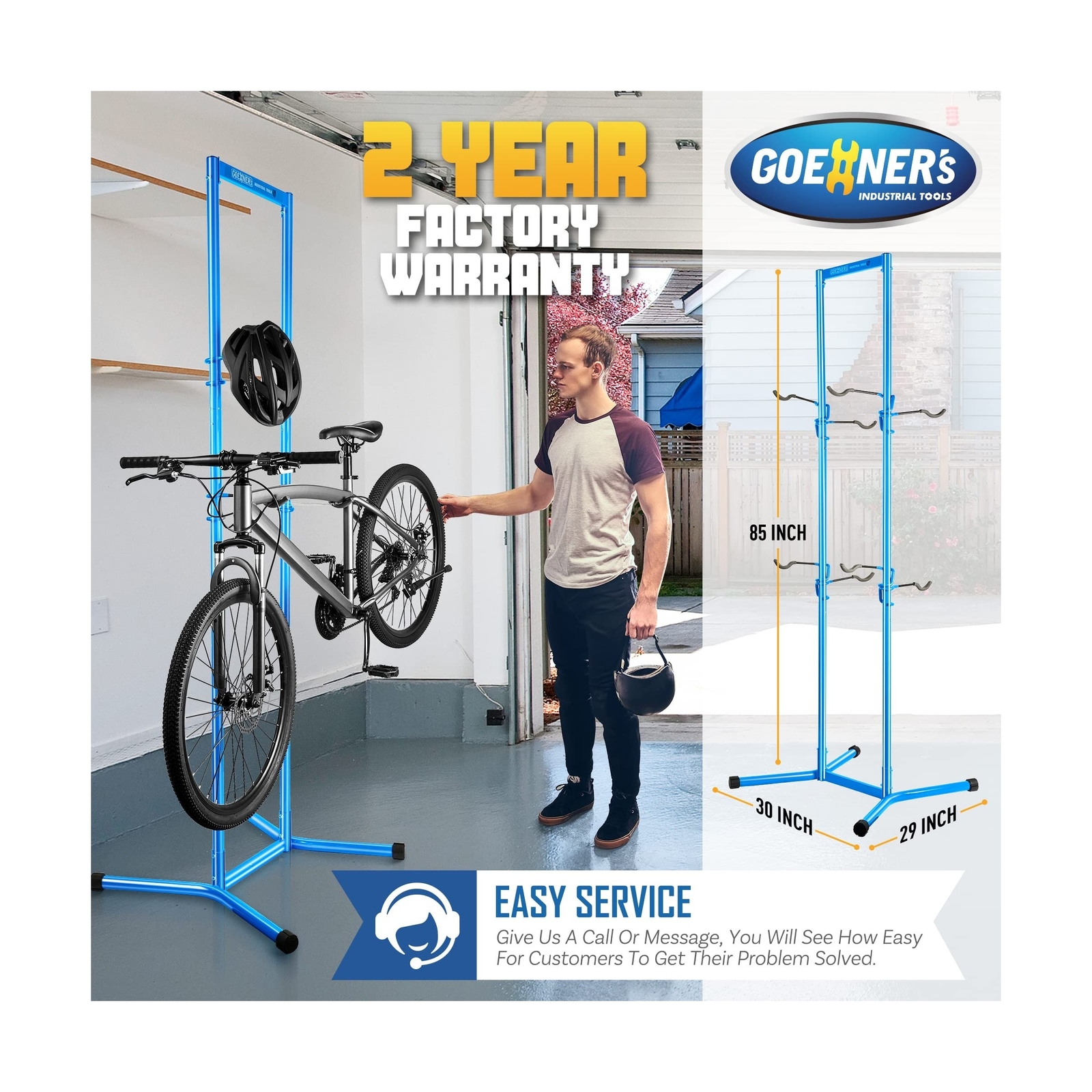 4 Bike Storage Rack Garage(Max 240lbs), Freestanding Gravity Bicycle Rack wit...