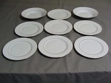 2 Soup Bowls & 7 Salad Plates By Home Essentials, White With Gold Trim
