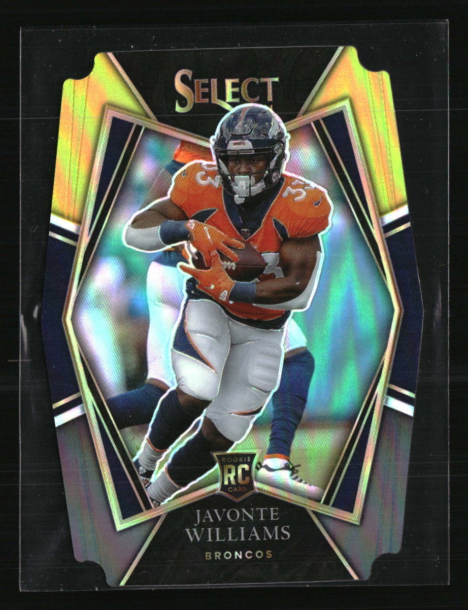 Javonte Williams 2021 Panini Select Black and Gold Die Cut Prizm RC #157