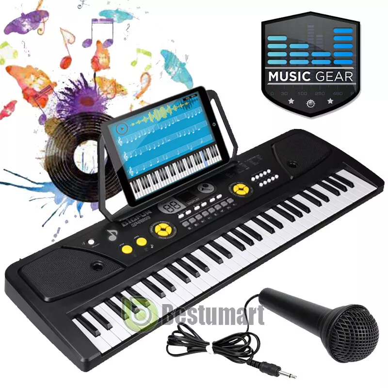 sector imitar pasado 61 Tecla Piano De Juguete Para Niños Teclado Microfono Aprender Musica  Canciones | eBay