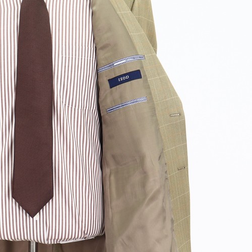 IZOD 42L Beige Sport Coat Blazer Jacket Check 2B Silk - Picture 11 of 11
