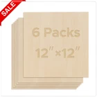 OMTech 6 PCS Birch Plywood Sheets 12x12 Plywood Sheets for Crafts, 1/8" Thick