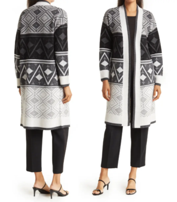 M MAGASCHONI Thick Soft 100%Cashmere Fair Isle Long Sweater Coat Duster XL  $445 | eBay