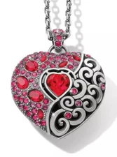 NWTag Brighton ECSTATIC HEART Convertible Red Crystal Pendant Necklace MSRP $148
