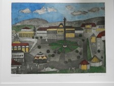 Kälberer, Dr. Günther 1932 Stuttgart-2019 Glems Radierung Schloßplatz signiert