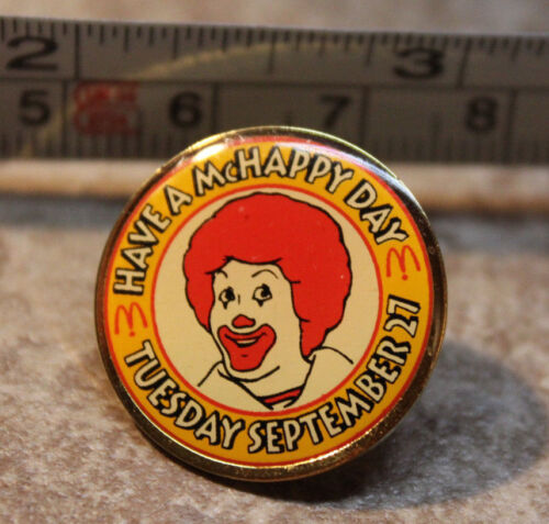 McHappy Day September 27 1989 Ronald McDonalds Collectible Pinback Pin Button