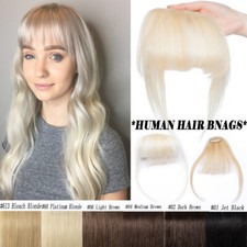 US 100 Human Hair Bangs Clip in Hair Extensions For Women Air Thin Thick Fringe