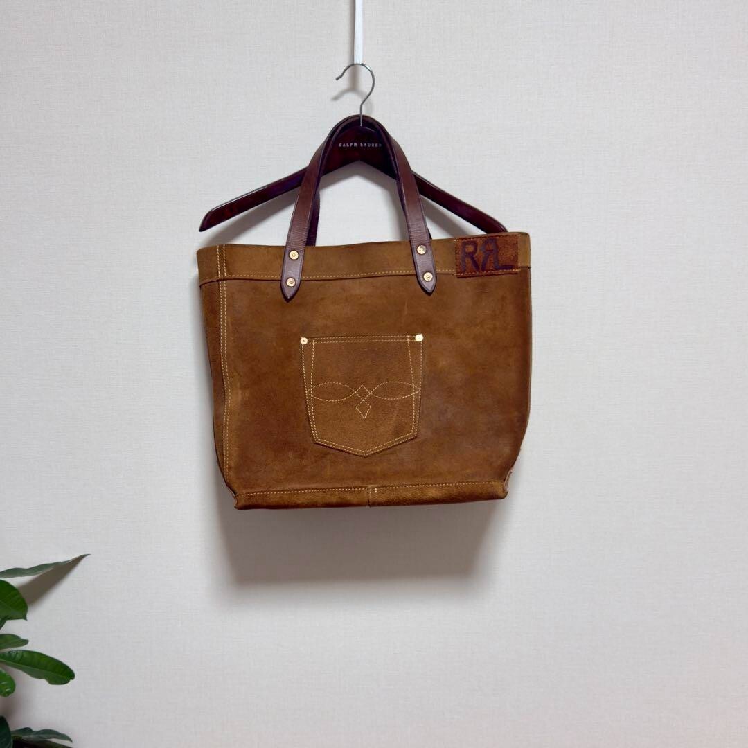 RRL RALPH LAUREN Men's Suede Ranch Tote OS Leather Brown zip